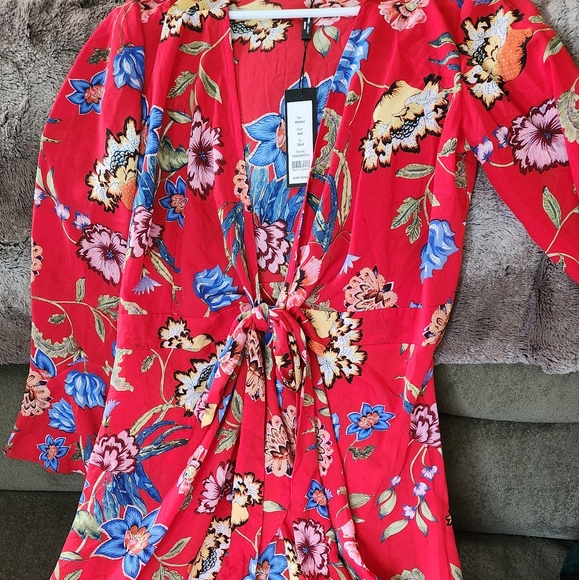 Red, floral, maxi dress. - Picture 1 of 4